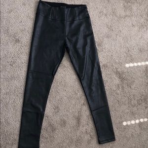 Black faux leather leggings